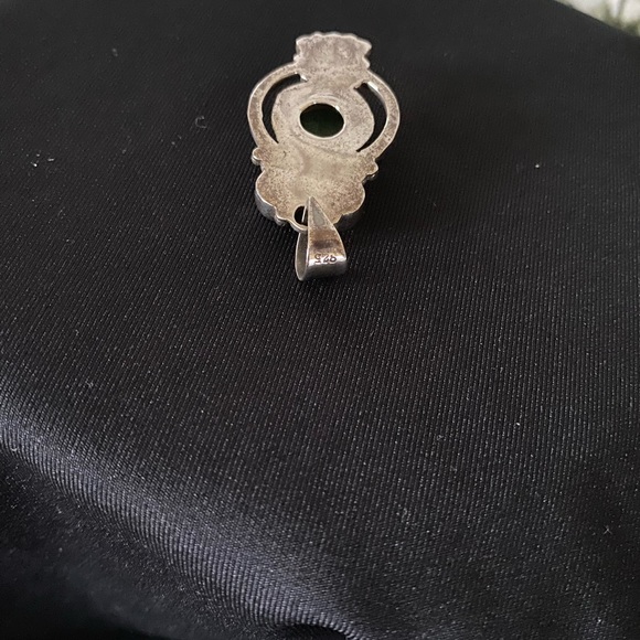 Silver pendant with green turquoise. - Picture 2 of 4